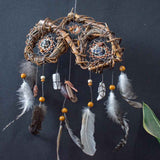 Crystal Dreamcatcher Healing  – Small Shaman Art, 7 Chakra Wall Hanging, Selenite Wreath for Protection & Positive Energy