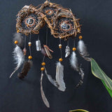 Crystal Dreamcatcher Healing  – Small Shaman Art, 7 Chakra Wall Hanging, Selenite Wreath for Protection & Positive Energy