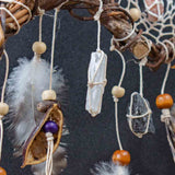 Crystal Dreamcatcher Healing  – Small Shaman Art, 7 Chakra Wall Hanging, Selenite Wreath for Protection & Positive Energy