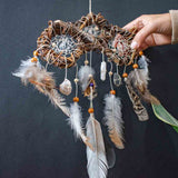 Crystal Dreamcatcher Healing  – Small Shaman Art, 7 Chakra Wall Hanging, Selenite Wreath for Protection & Positive Energy