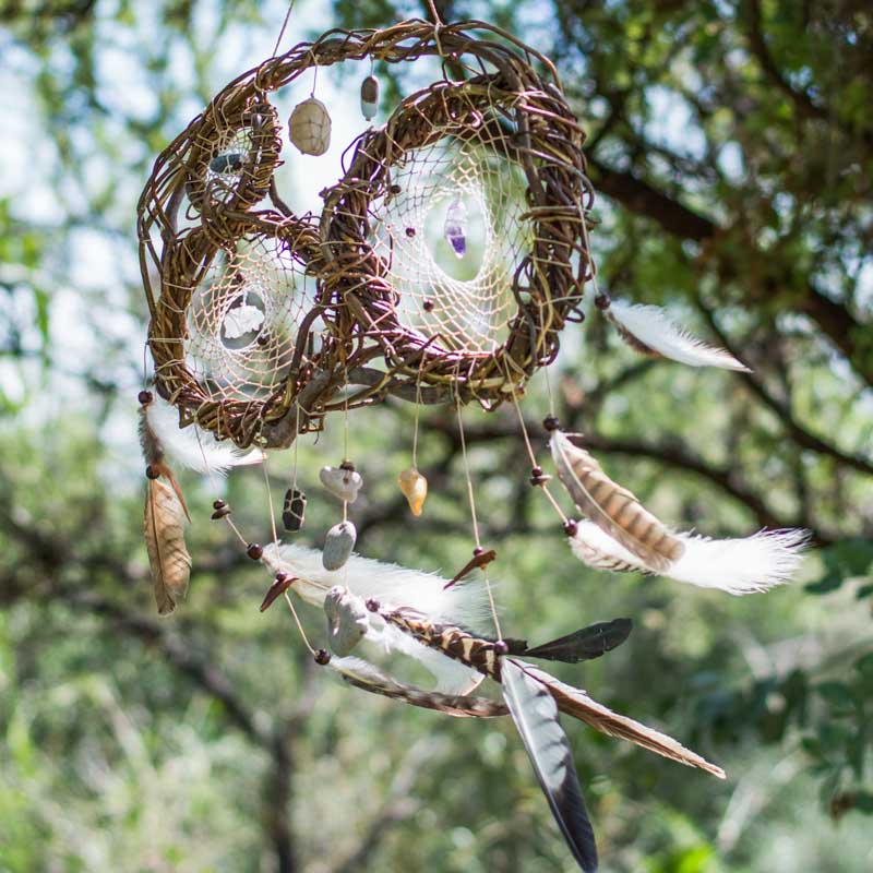 Hag stones dreamcatcher Crystal wall art, Protection crystal Dream catchers for bedroom, Authentic healing stones, Earthy wall art gift - ArMoniZar