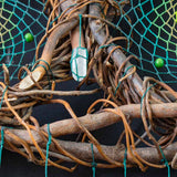 Boho Wall Collage Dreamcatcher – Large Feathered Healing Decor with 12 Gemstones, Organic Tree Branch, Custom Colors, Macramé Art