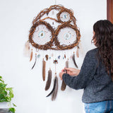 Organic Decor Dreamcatcher – Turquoise & Brown Father's Day Gift with Ocean Vibes, Shamanic Wall Art for Him, Unique Spiritual Piece