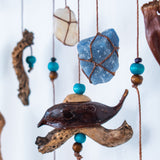 Organic Decor Dreamcatcher – Turquoise & Brown Father's Day Gift with Ocean Vibes, Shamanic Wall Art for Him, Unique Spiritual Piece
