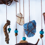 Organic Decor Dreamcatcher – Turquoise & Brown Father's Day Gift with Ocean Vibes, Shamanic Wall Art for Him, Unique Spiritual Piece