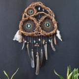 Organic Decor Dreamcatcher – Turquoise & Brown Father's Day Gift with Ocean Vibes, Shamanic Wall Art for Him, Unique Spiritual Piece