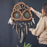 Organic Decor Dreamcatcher – Turquoise & Brown Father's Day Gift with Ocean Vibes, Shamanic Wall Art for Him, Unique Spiritual Piece