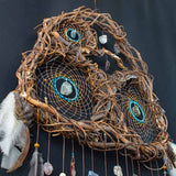 Organic Decor Dreamcatcher – Turquoise & Brown Father's Day Gift with Ocean Vibes, Shamanic Wall Art for Him, Unique Spiritual Piece