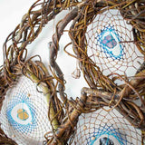 Dream Protection Wall Hanging - 3 Hoop Sacred Art, 12 Healing Crystals, Custom