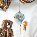 Dream Protection Wall Hanging - 3 Hoop Sacred Art, 12 Healing Crystals, Custom