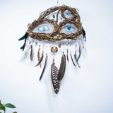 Dream Protection Wall Hanging - 3 Hoop Sacred Art, 12 Healing Crystals, Custom