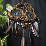 Dream Protection Wall Hanging - 3 Hoop Sacred Art, 12 Healing Crystals, Custom