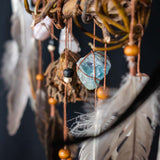 Dream Protection Wall Hanging - 3 Hoop Sacred Art, 12 Healing Crystals, Custom