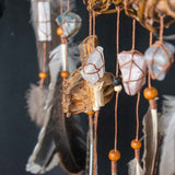 Dream Protection Wall Hanging - 3 Hoop Sacred Art, 12 Healing Crystals, Custom