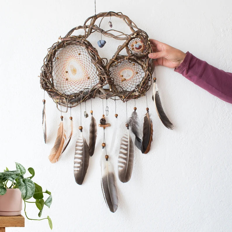 Crystal catcher spiritual artwork, unique home decor Dreamcatcher with healing stones for protection, Positive Energy Dream Catchers Crystal ArMoniZar