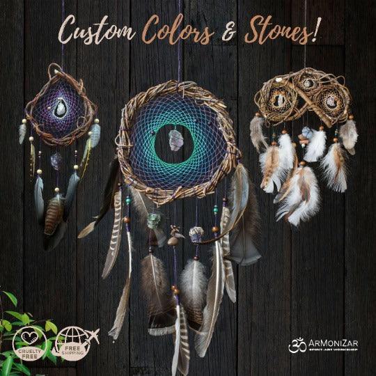 Crystal dream catcher, Dreamcatcher with stone, Dreamcatchers hanging wall ArMoniZar