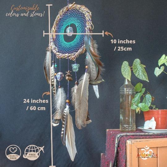 Crystal dream catcher, Dreamcatcher with stone, Dreamcatchers hanging wall ArMoniZar