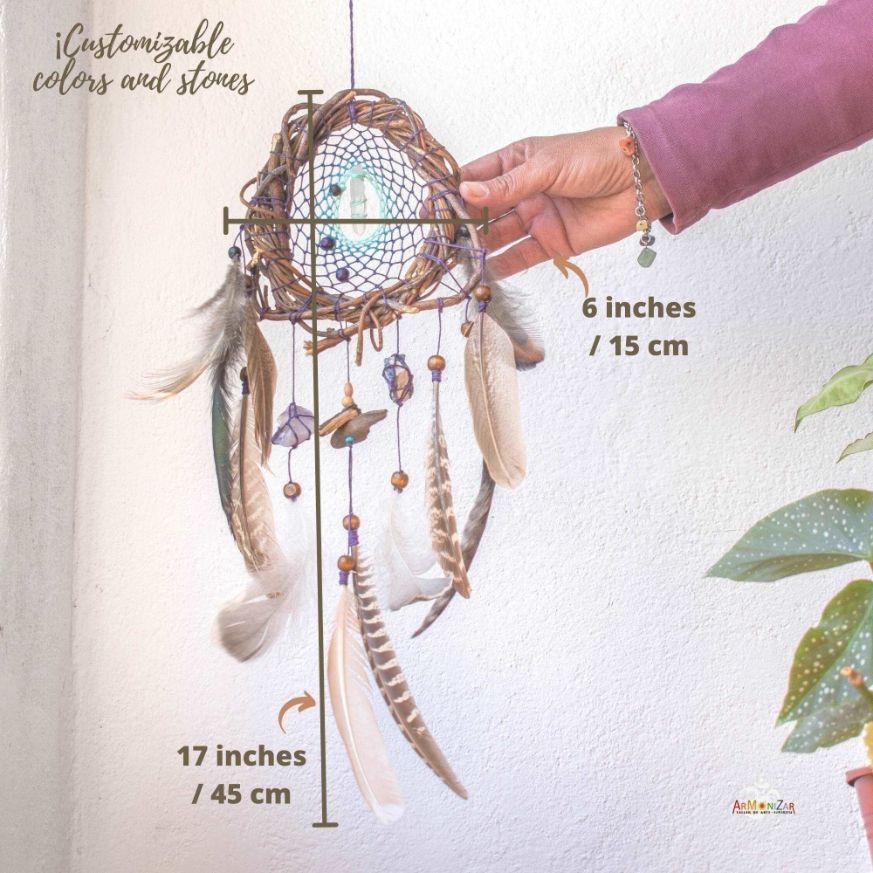 Crystals protection and healing Dreamcatcher reiki chakra purifying Sacred wall hanging ArMoniZar