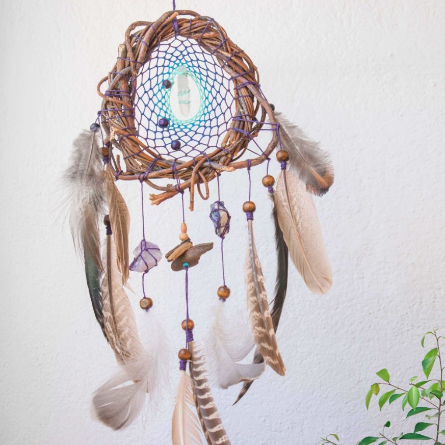 Crystals protection and healing Dreamcatcher reiki chakra purifying Sacred wall hanging ArMoniZar