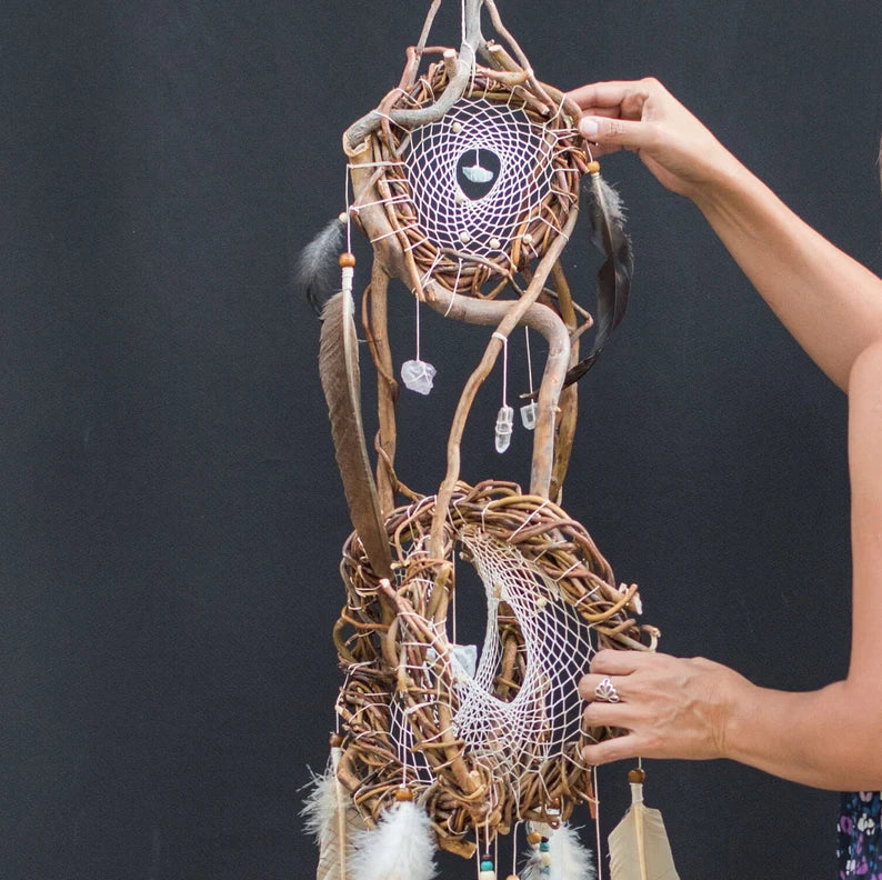 Dream catcher, dreamcatcher crystals wall decor Wood dream catchers Unique crystal mobile Dreamcatcher native inspired Earthy boho decor ArMoniZar