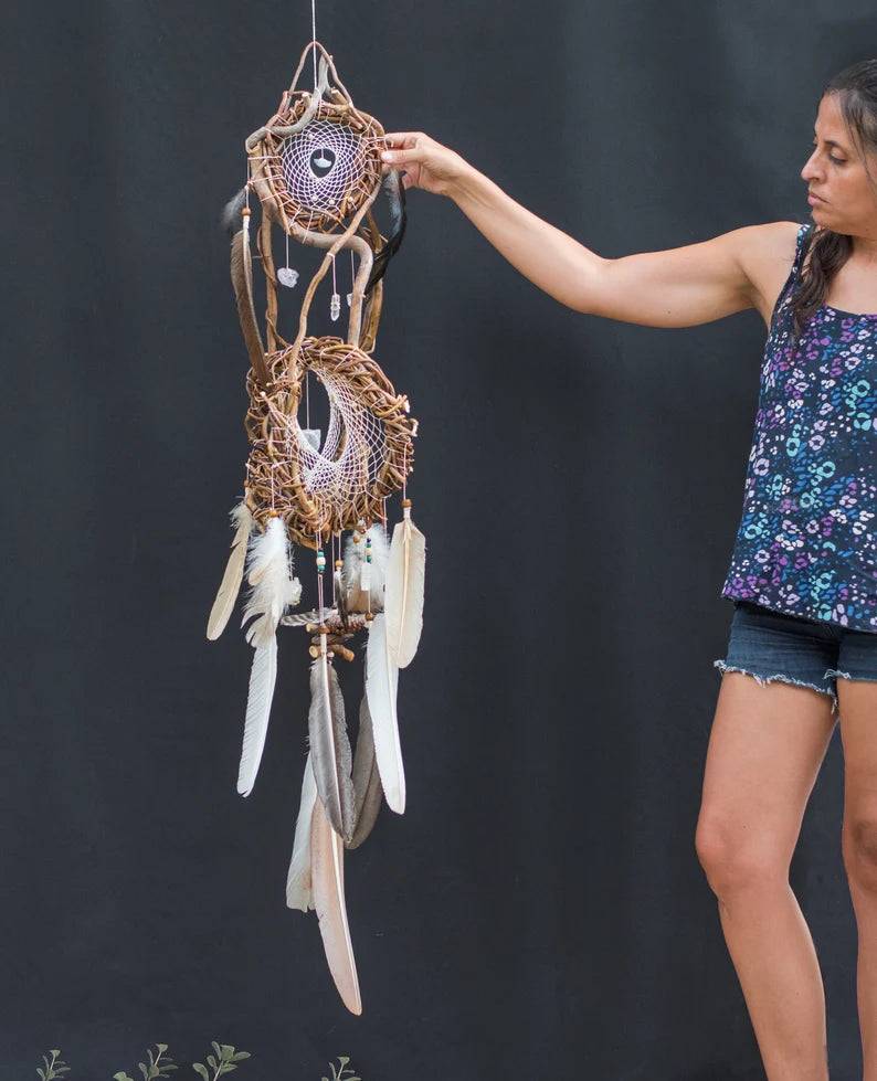 Dream catcher, dreamcatcher crystals wall decor Wood dream catchers Unique crystal mobile Dreamcatcher native inspired Earthy boho decor ArMoniZar