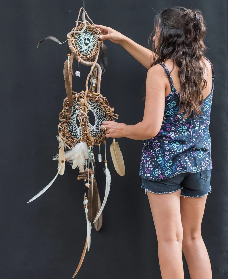 Dream catcher, dreamcatcher crystals wall decor Wood dream catchers Unique crystal mobile Dreamcatcher native inspired Earthy boho decor ArMoniZar