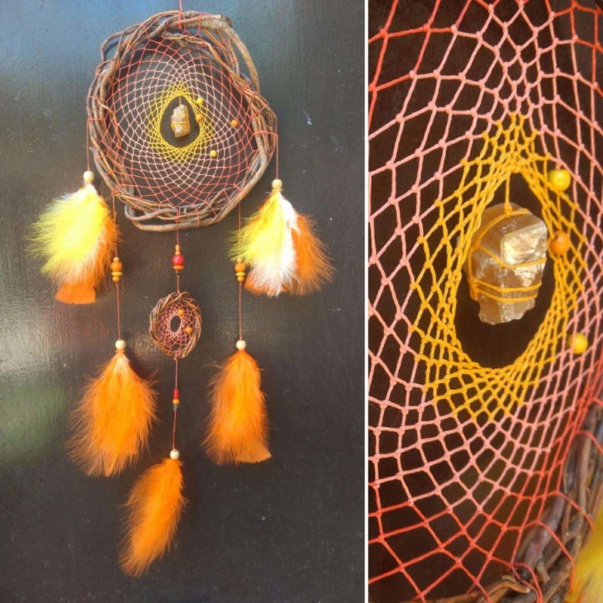 Dream catcher wall hanging Orange Yellow, Catcher ArMoniZar