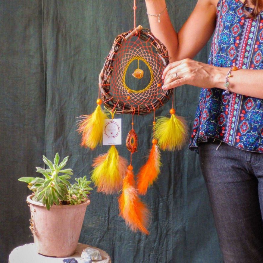 Dream catcher wall hanging Orange Yellow, Catcher ArMoniZar