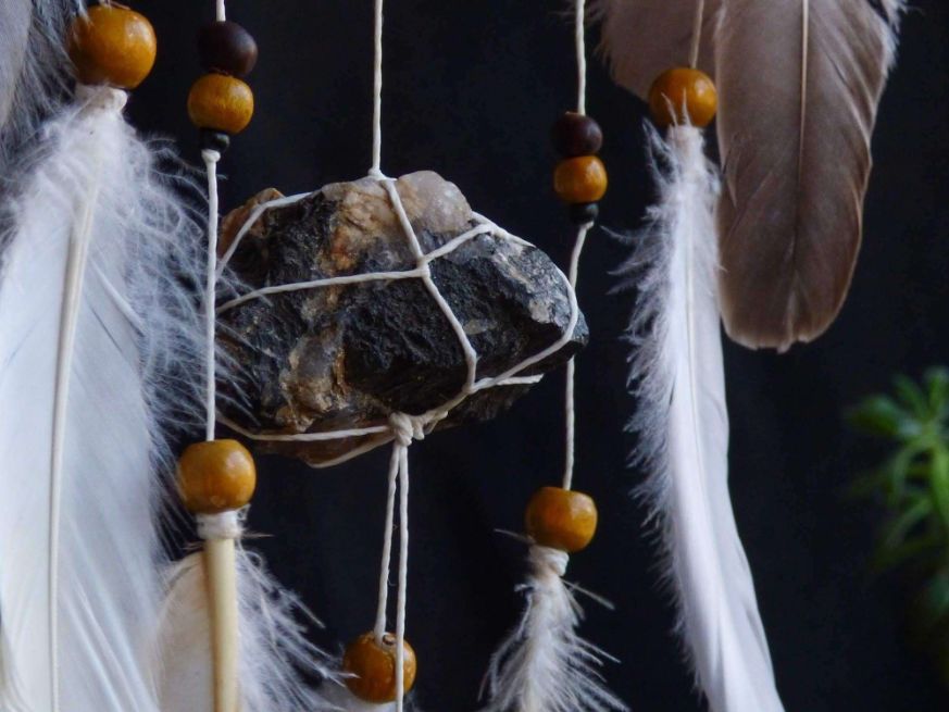 Dream catcher white with natural crystals, Amazing handmade native decoration gift ArMoniZar