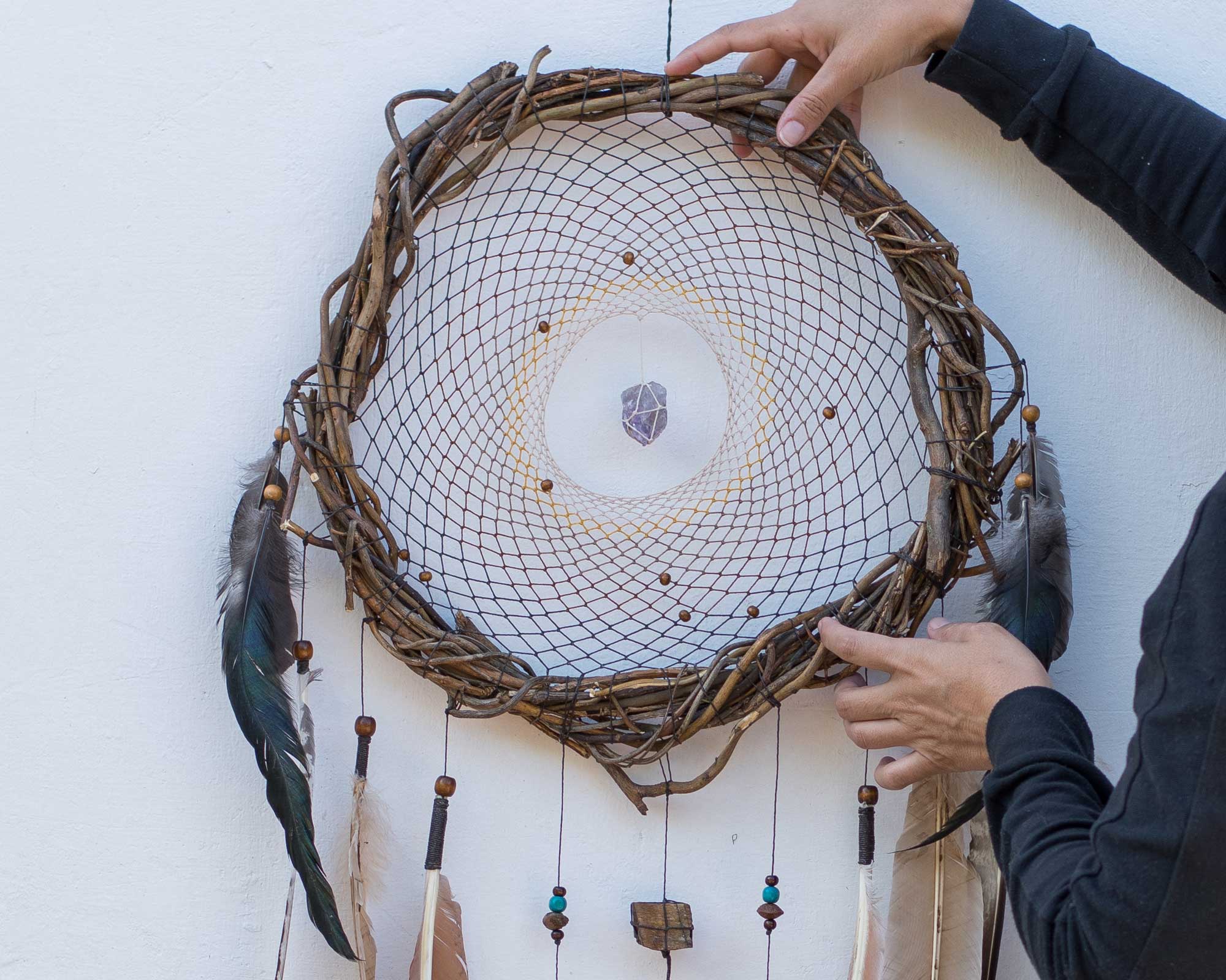 Dreamcatcher, Dream catchers boho decor, Crystals bedroom decor, Large dream catchers with crystals and rustic natural wilow, Bohemian gifts ArMoniZar