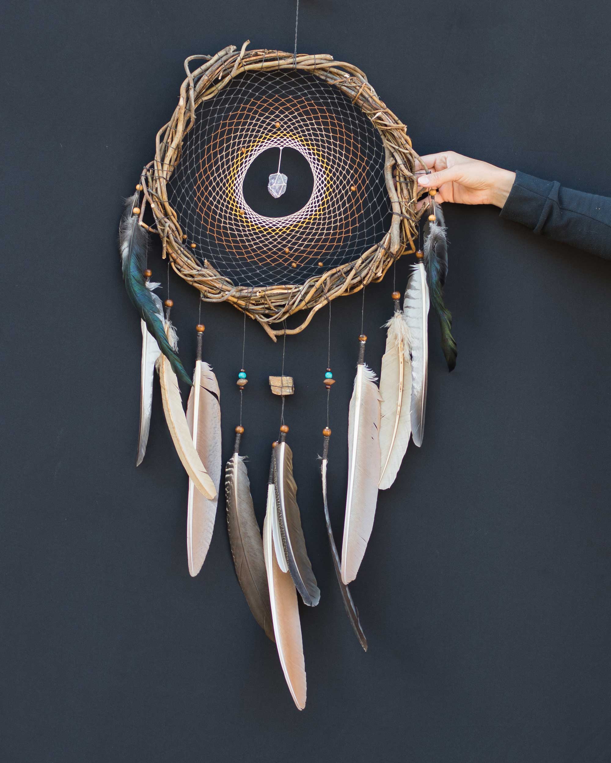 Dreamcatcher, Dream catchers boho decor, Crystals bedroom decor, Large dream catchers with crystals and rustic natural wilow, Bohemian gifts ArMoniZar