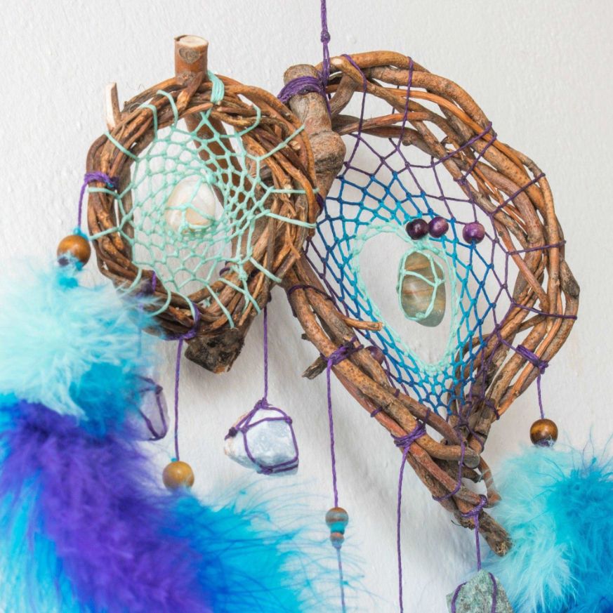 Dreamcatcher boho decor, bedroom decor crystal dreamcatcher, handmade dreamcatcher boho crystal wall decor ArMoniZar