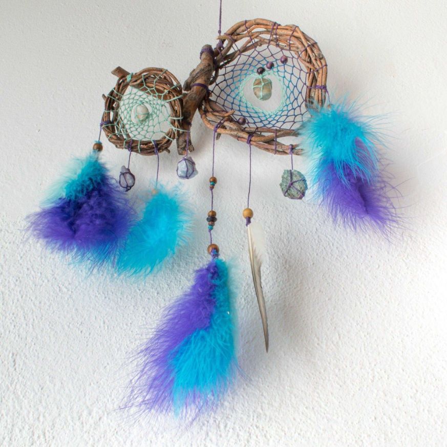 Dreamcatcher boho decor, bedroom decor crystal dreamcatcher, handmade dreamcatcher boho crystal wall decor ArMoniZar