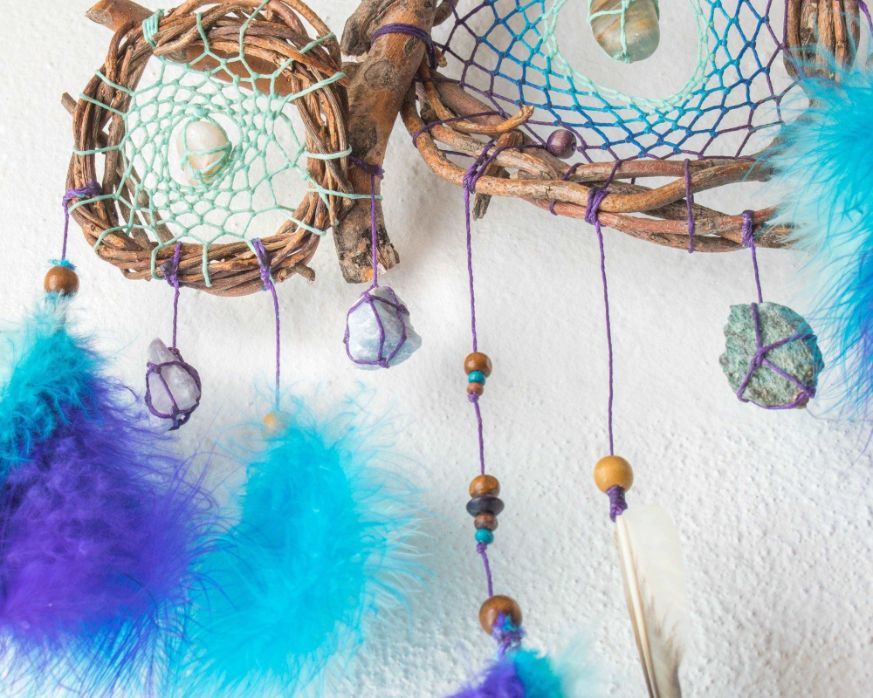 Dreamcatcher boho decor, bedroom decor crystal dreamcatcher, handmade dreamcatcher boho crystal wall decor ArMoniZar