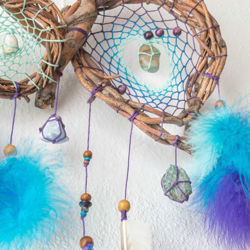 Dreamcatcher boho decor, bedroom decor crystal dreamcatcher, handmade dreamcatcher boho crystal wall decor ArMoniZar