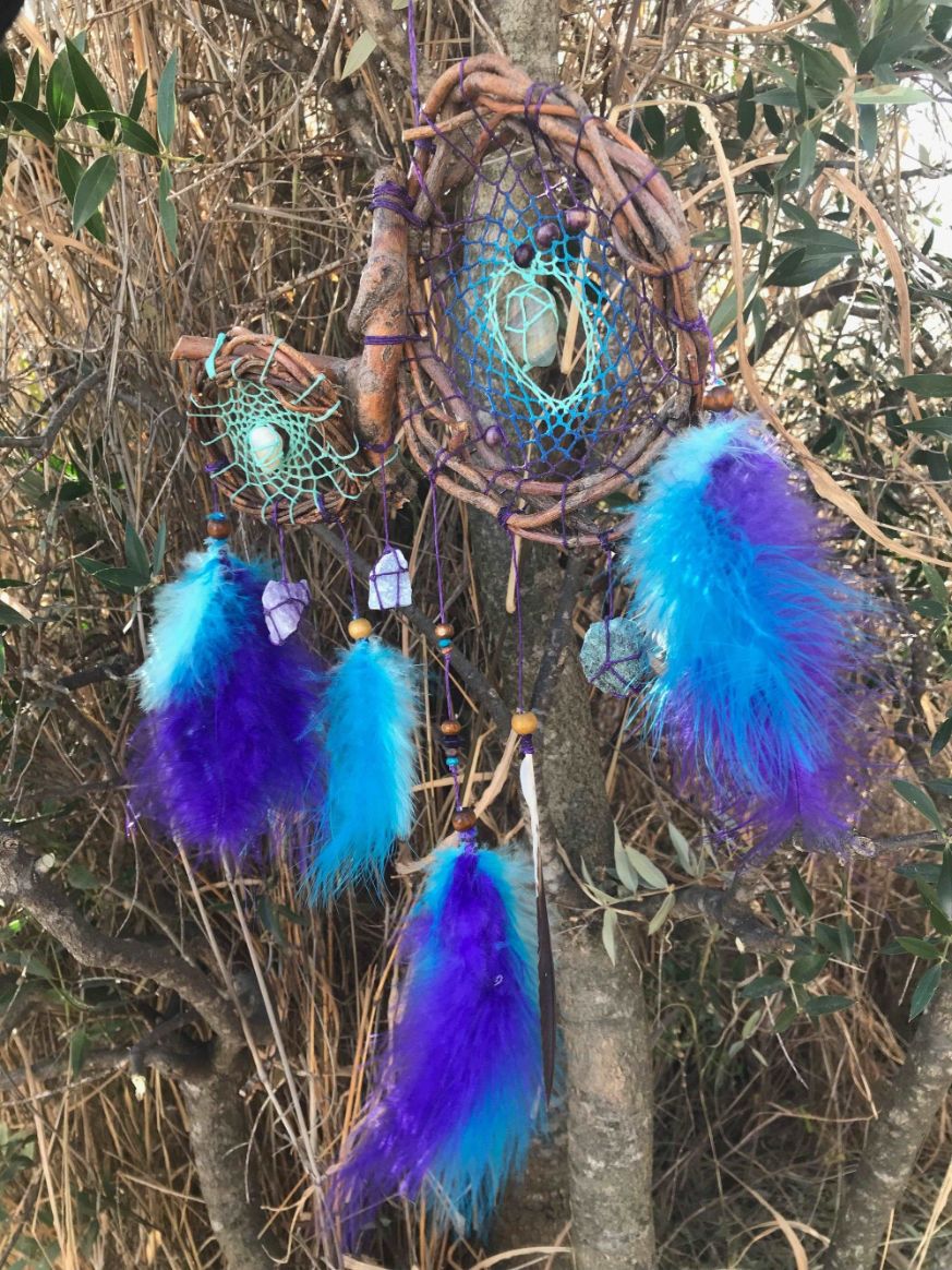 Dreamcatcher boho decor, bedroom decor crystal dreamcatcher, handmade dreamcatcher boho crystal wall decor ArMoniZar