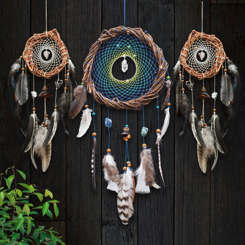 Large authentic dream catcher set gift, Handmade dream catcher set of 3