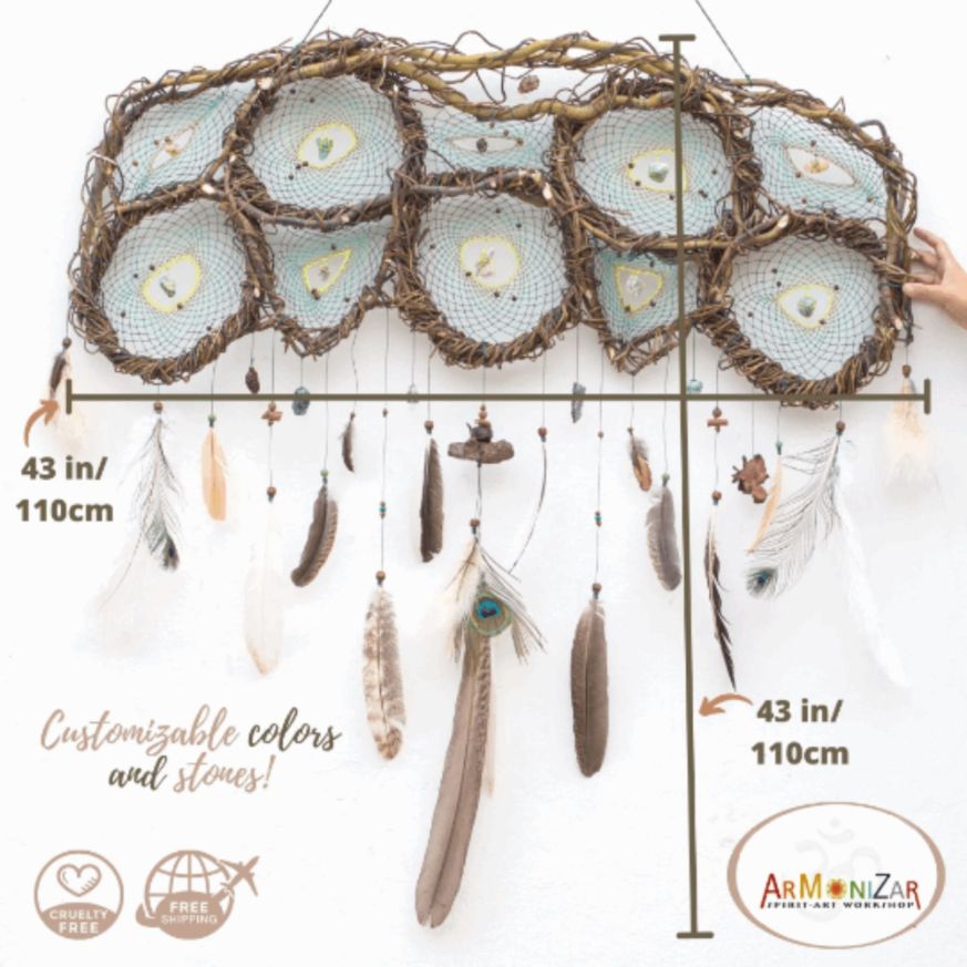 Giant Wooden Dreamcatcher: Embrace Serenity, Enhance Bedhead Decoration with Handcrafted Willow Wood Artistry ArMoniZar