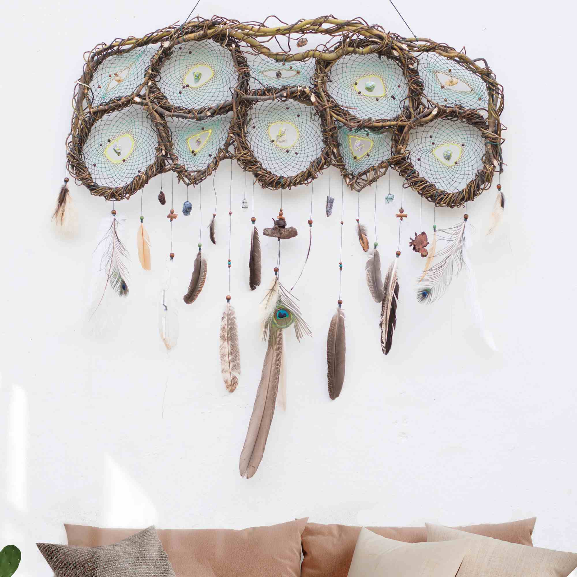 Giant Wooden Dreamcatcher: Embrace Serenity, Enhance Bedhead Decoration with Handcrafted Willow Wood Artistry ArMoniZar
