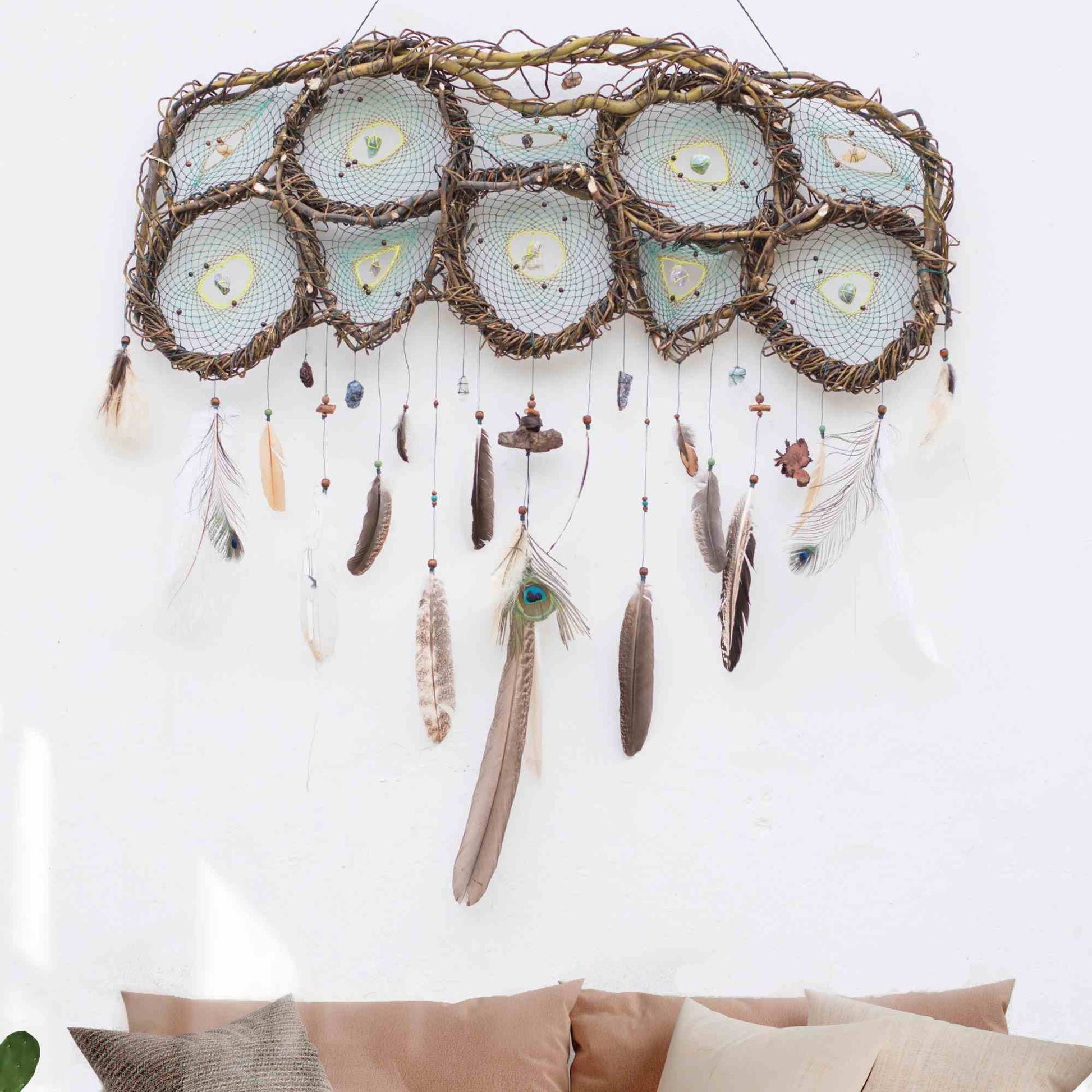 Giant Wooden Dreamcatcher: Embrace Serenity, Enhance Bedhead Decoration with Handcrafted Willow Wood Artistry ArMoniZar