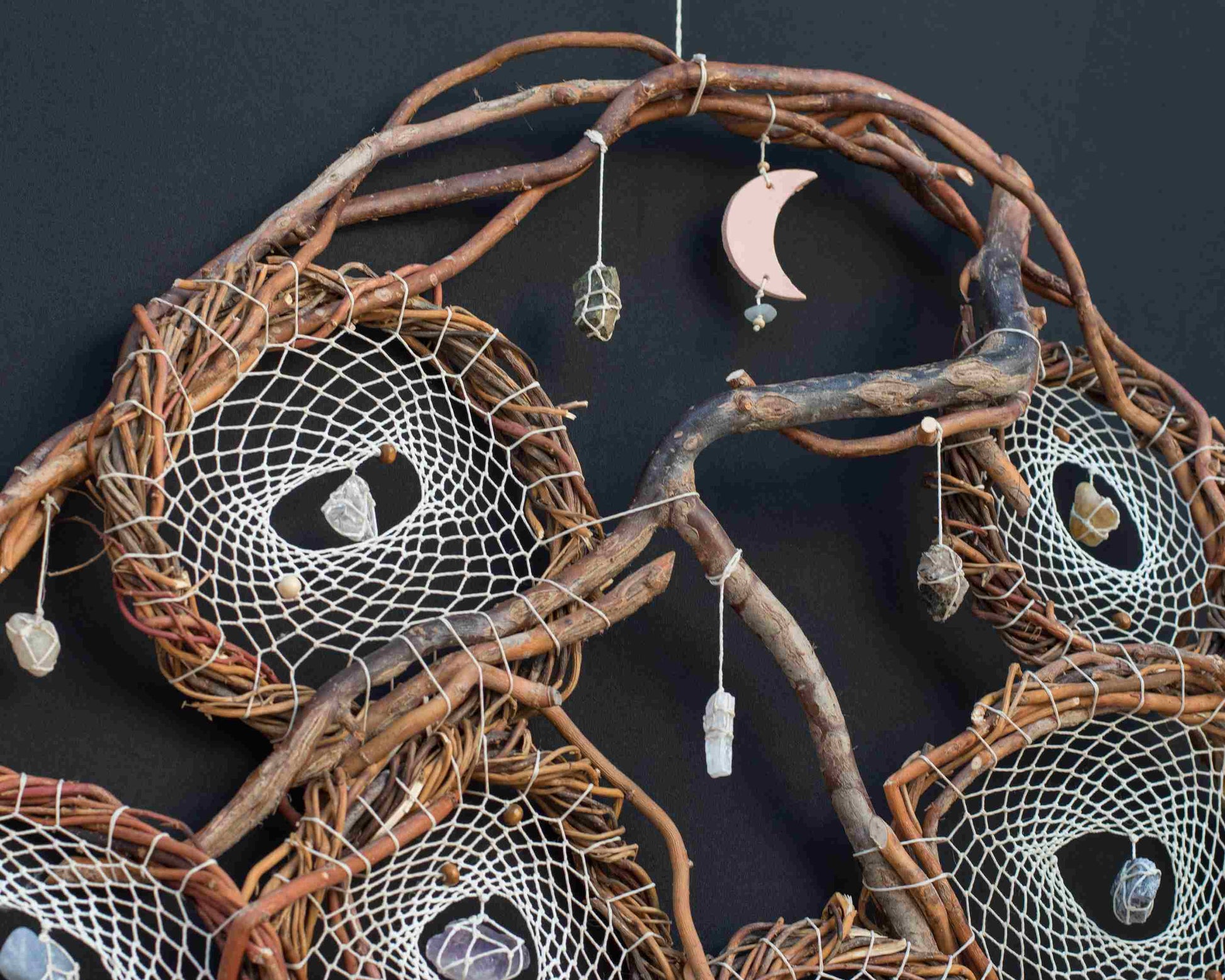 Handmade White Big Dream Catcher, Natural Wood, Healing Energy, Rustic Boho Decor - Inspire & Harmonize your Space ArMoniZar