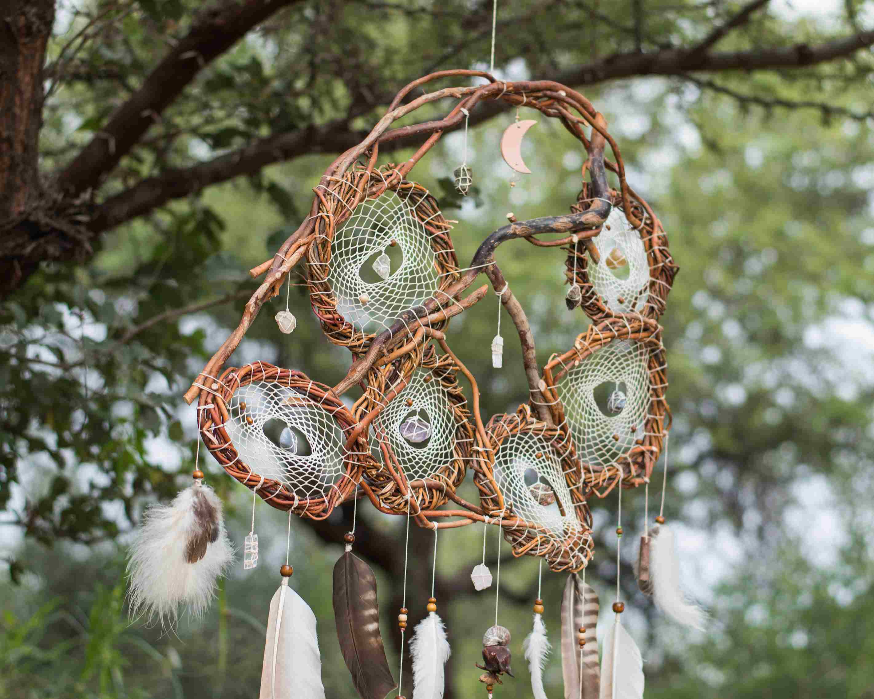 Handmade White Big Dream Catcher, Natural Wood, Healing Energy, Rustic Boho Decor - Inspire & Harmonize your Space ArMoniZar