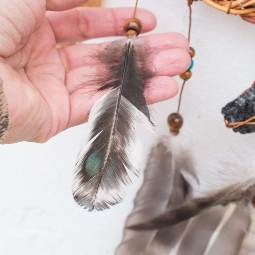 Handwoven Willow Wood Dreamcatcher with Healing Crystals - Traditional Native Art for Peaceful Home Decor ArMoniZar