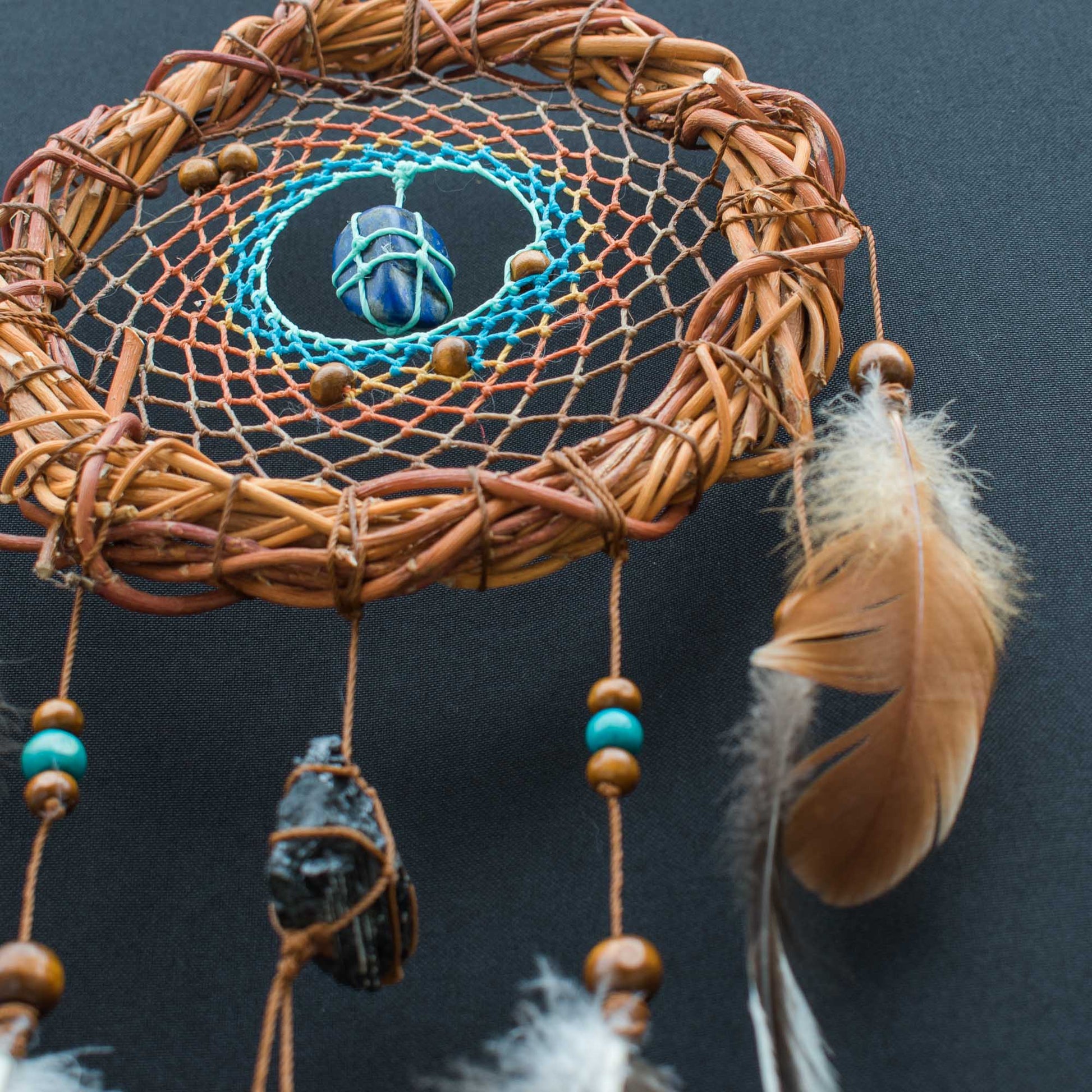 Handwoven Willow Wood Dreamcatcher with Healing Crystals - Traditional Native Art for Peaceful Home Decor ArMoniZar