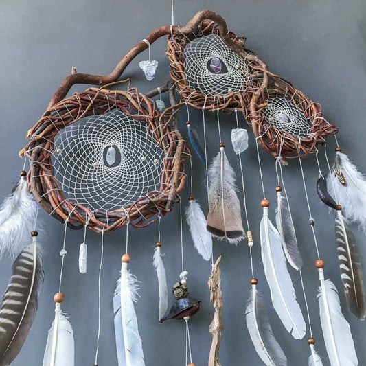 Healing Art Dream Catcher with gemstones, Wards off Negativity ArMoniZar