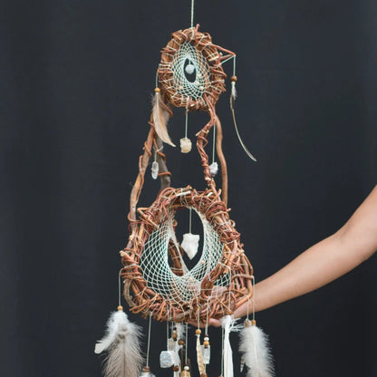 Healing crystals decor Dreamcatcher white, Neutral decor Large dream catcher, healing and holistic decor, Mindfulness wall art, healing gift ArMoniZar