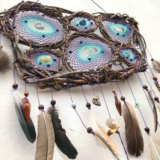 Macrame wall hanging dreamcatcher with gemstones for rest peace and love Ready to ship ArMoniZar