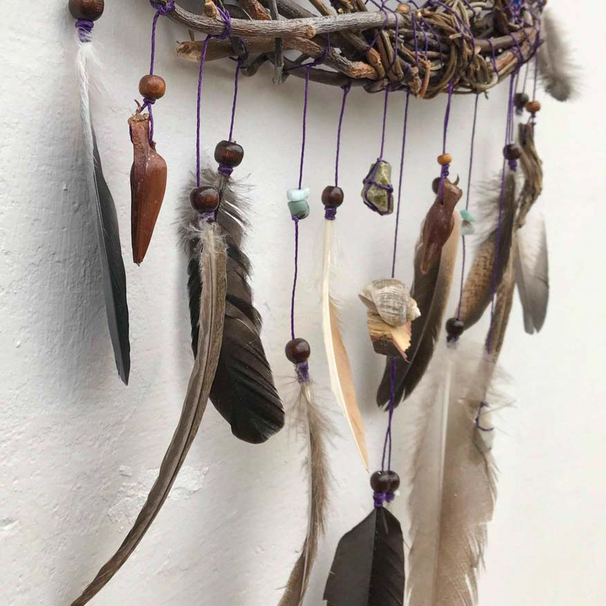 Macrame wall hanging dreamcatcher with gemstones for rest peace and love Ready to ship ArMoniZar