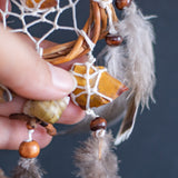 Boho Car Charm Dreamcatcher with Tiger’s Eye & Citrine – Spiritual Protection, Positive Energy and  Handmade Amulet for Travel Safety