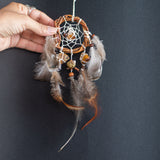 Boho Car Charm Dreamcatcher with Tiger’s Eye & Citrine – Spiritual Protection, Positive Energy and  Handmade Amulet for Travel Safety